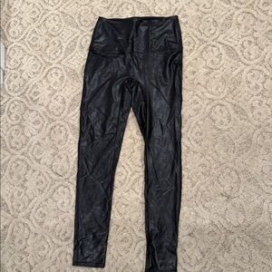 Shiny black stretch pants